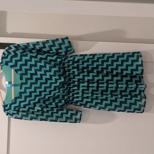 Women's Large Chevron Printed Green/Blue Dress